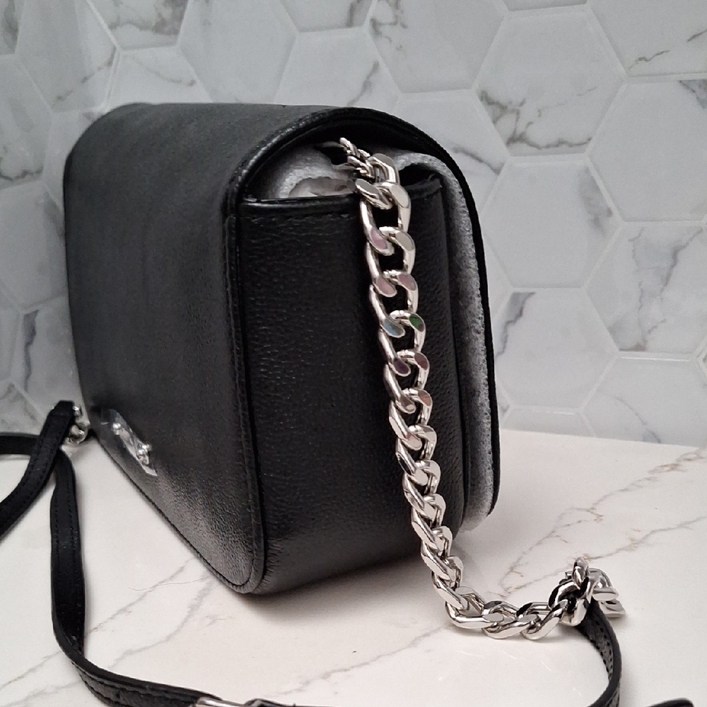 Rebecca Minkoff Black Crossbody Bag with Silver Chain - Picture 5 of 14